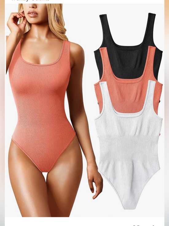 Tops - OQQ Women's 3 Piece Bodysuits Sexy Ribbed Sleeveless Square Neck Tank Tops 043